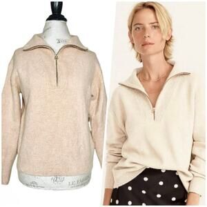 J. Crew | Women | Tan Merino Wool Alpaca Blend Quarter Zip Knit Sweater | Sz XS